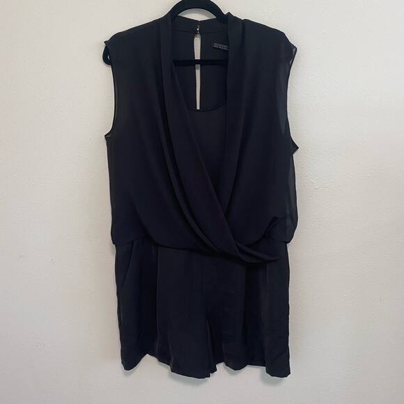 Allsaints Women's Romper Amis Playsuit Black V neck Shorts Dressy Size 10 - Picture 3 of 7